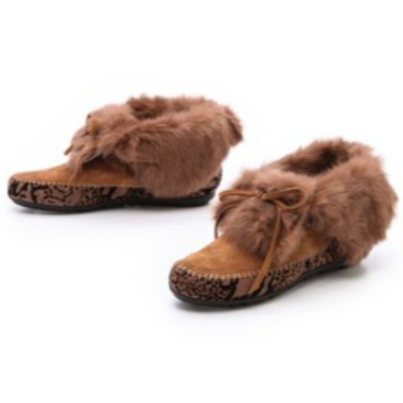 HOUSE OF HARLOW 1960 Women's Brown Maddox Fur Lined Booties - Black/ Brown - Picture 5 of 10